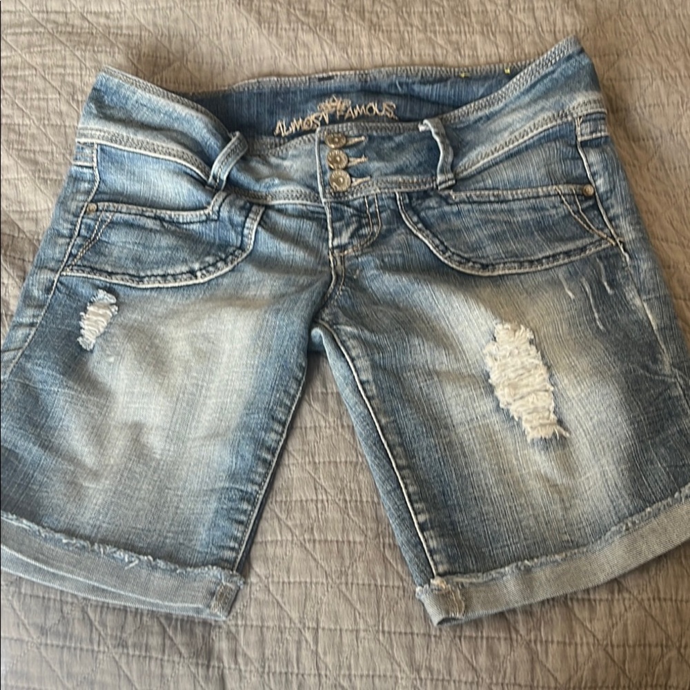 Almost Famous Light Blue Distressed Jean Shorts